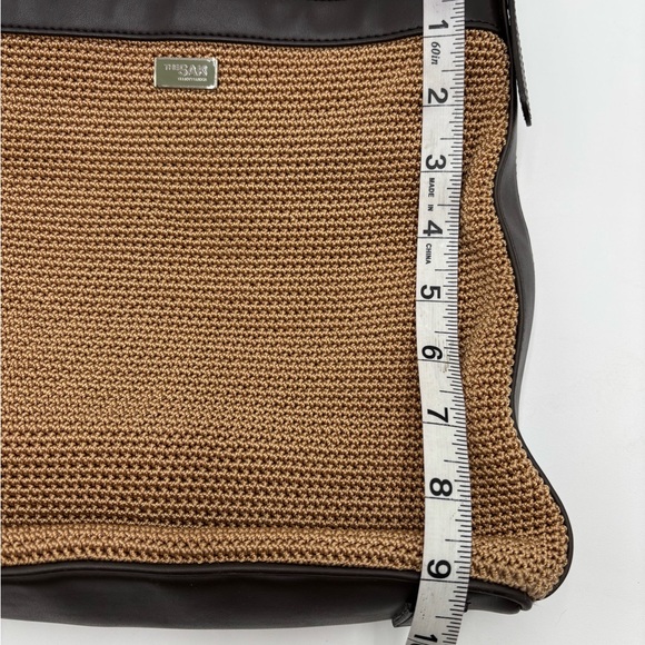 The Sak Brown Woven Shoulder Bag Crochet Hobo Purse Leather Trim - Picture 8 of 10